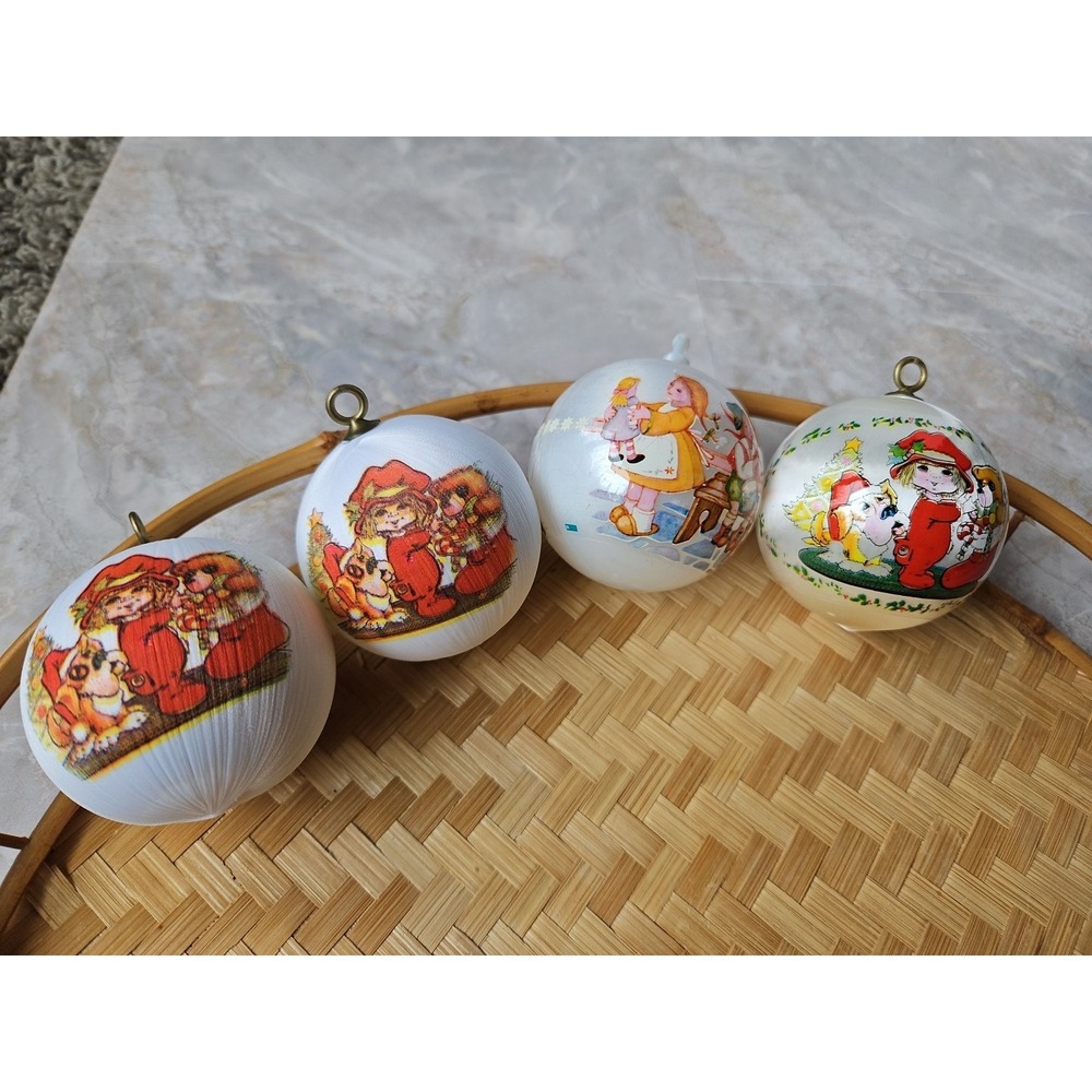 Vintage Christmas Ornaments Satin Silk Ball Wrapped Lot of 4 Random Designs